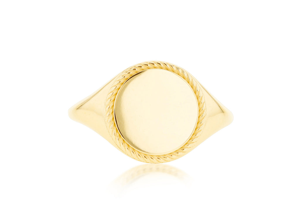 9K Yellow Gold Round Rope Signet Ring Ring 9K Gold Jewellery   