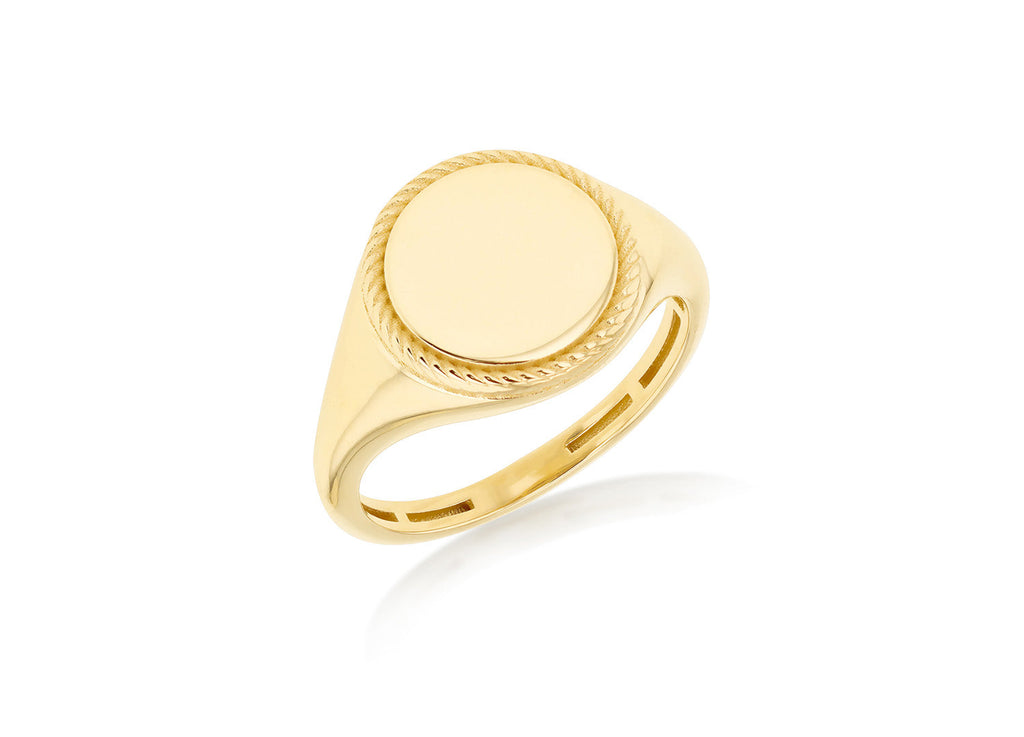 9K Yellow Gold Round Rope Signet Ring Ring 9K Gold Jewellery   