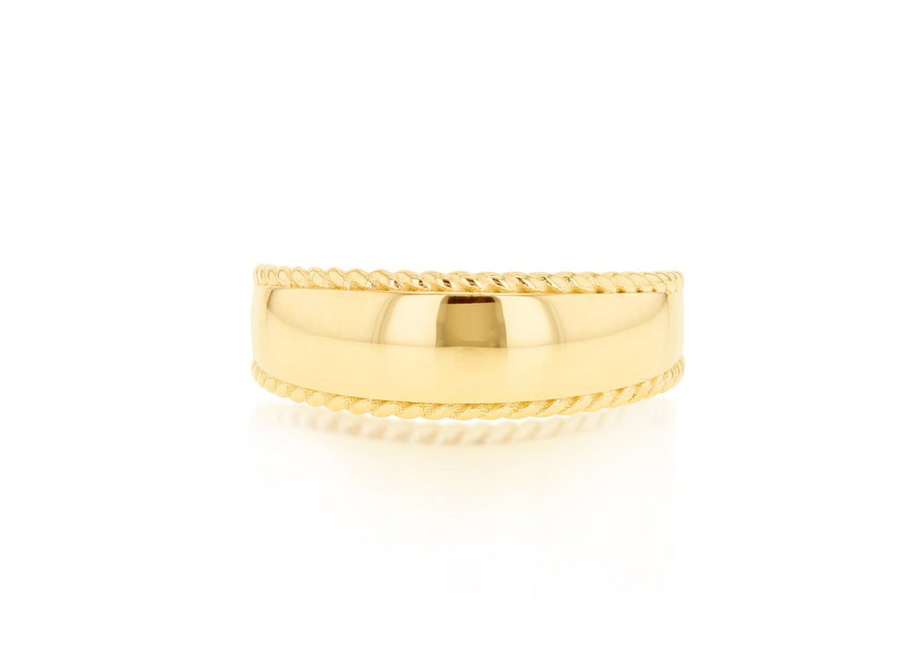 9K Yellow Gold Wide Rope Edge Ring Ring 9K Gold Jewellery   