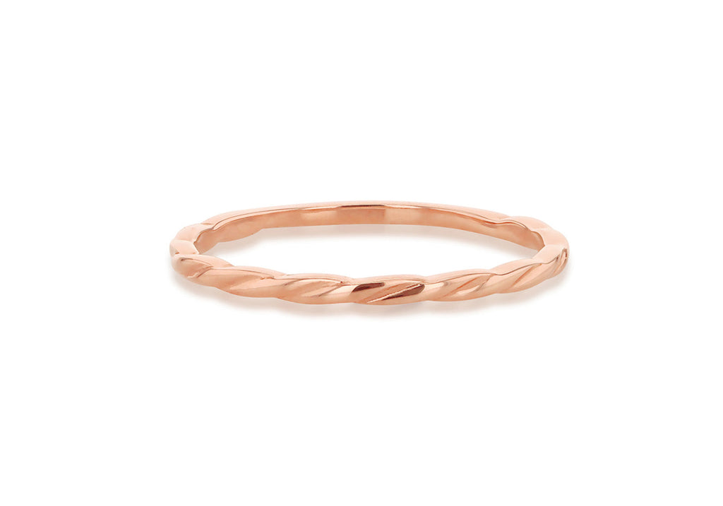 9K Rose Gold Twist Slim Stacker Ring Ring 9K Gold Jewellery   