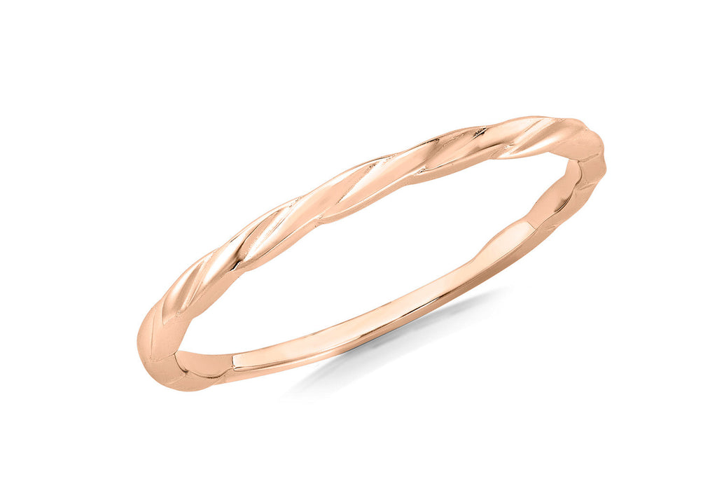 9K Rose Gold Twist Slim Stacker Ring Ring 9K Gold Jewellery   