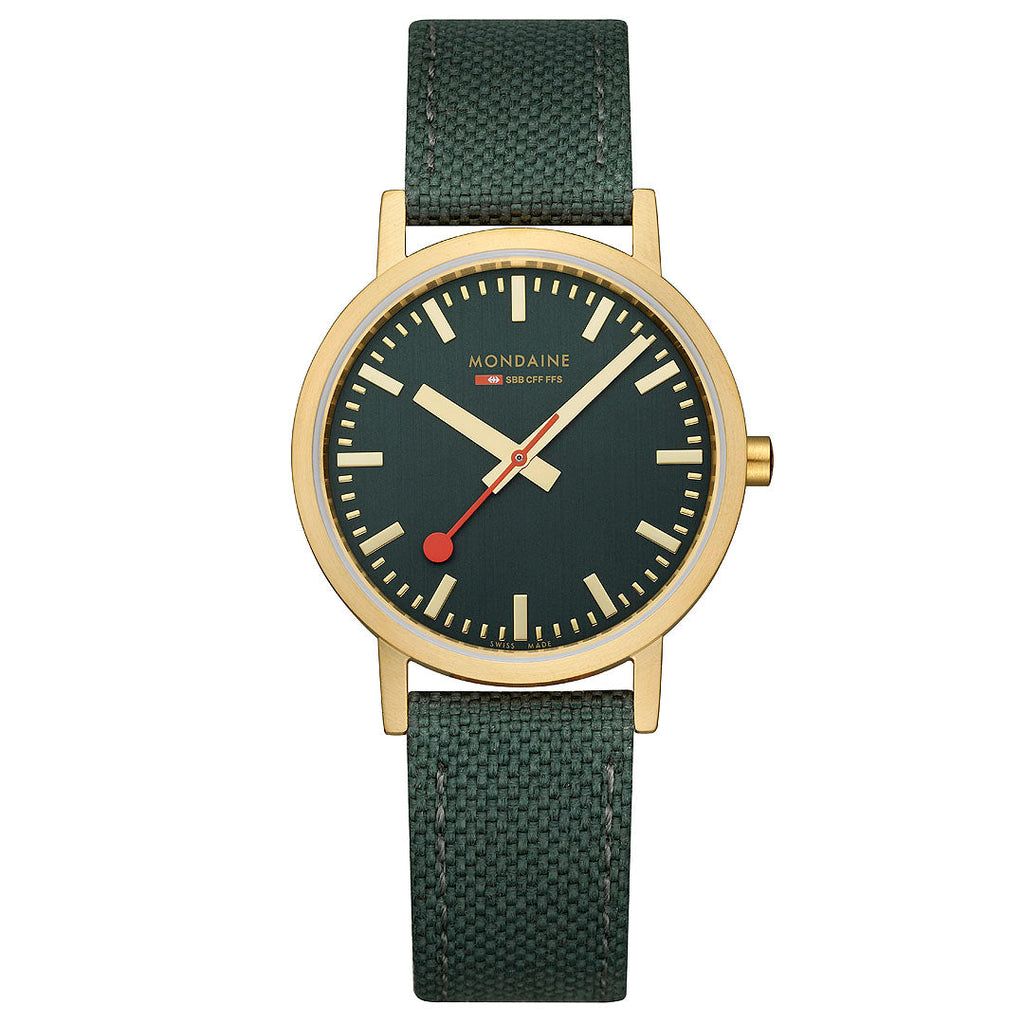 Mondaine Official Swiss Railways Classic Forest Green Textile 36mm Watch Watch Mondaine   