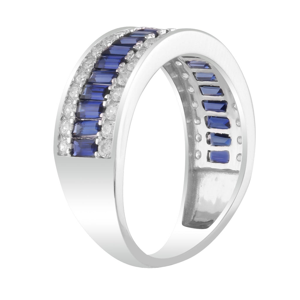 Diamond and Sapphire Ring with 0.50ct Diamonds in 9K White Gold Rings Boutique Diamond Jewellery   