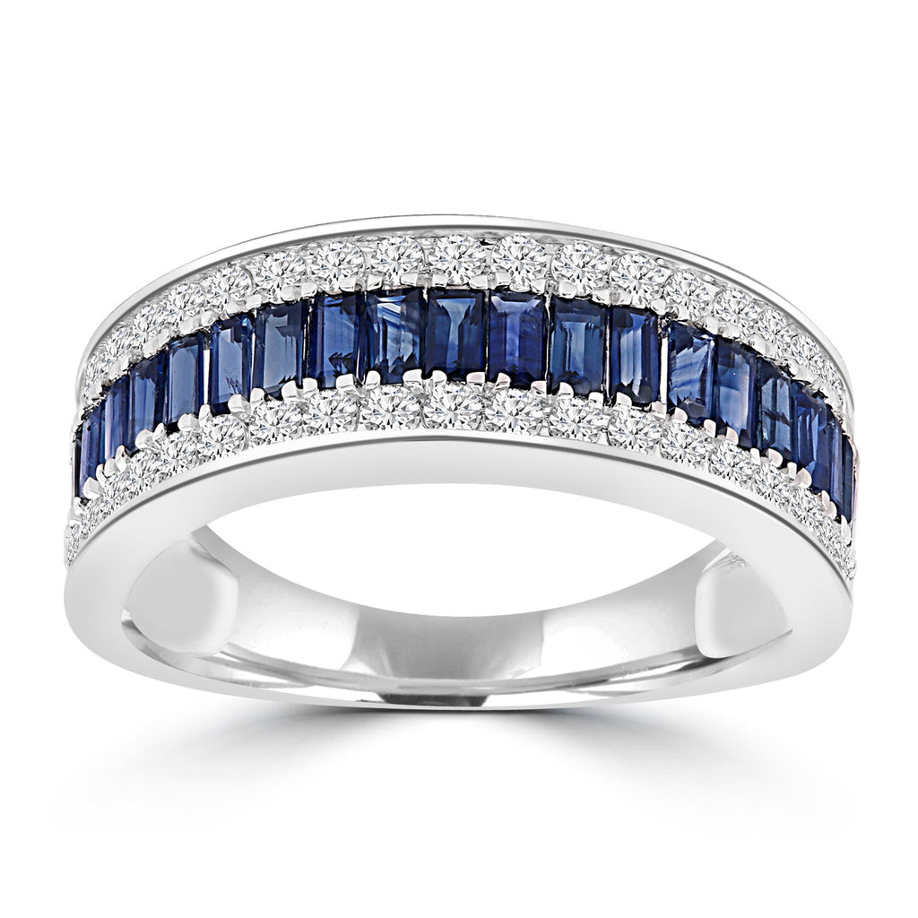 Diamond and Sapphire Ring with 0.50ct Diamonds in 9K White Gold Rings Boutique Diamond Jewellery   