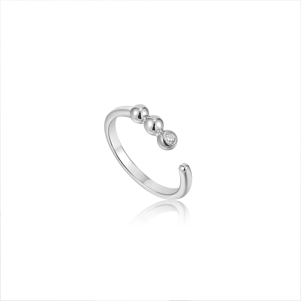 Ania Haie Silver Orb Sparkle Adjustable Ring Rings Ania Haie   