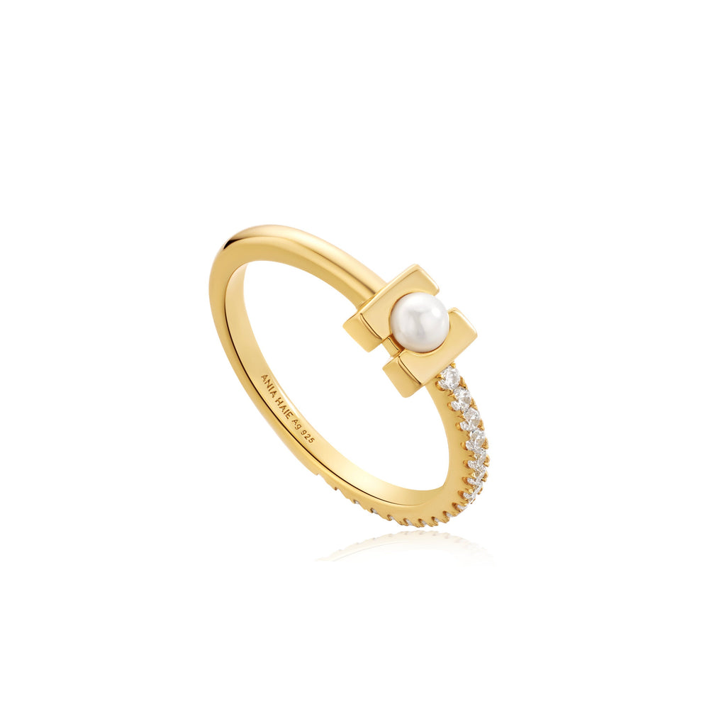 Ania Haie Gold Pearl Modernist Band Ring Ring Ania Haie   