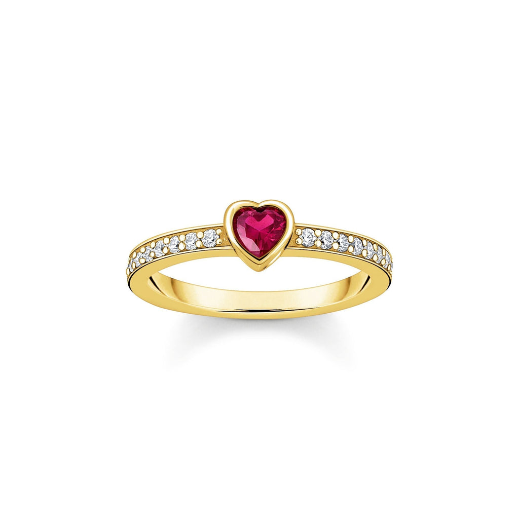 THOMAS SABO Solitaire Ring with Red Heart-Shaped Stone Ring THOMAS SABO   