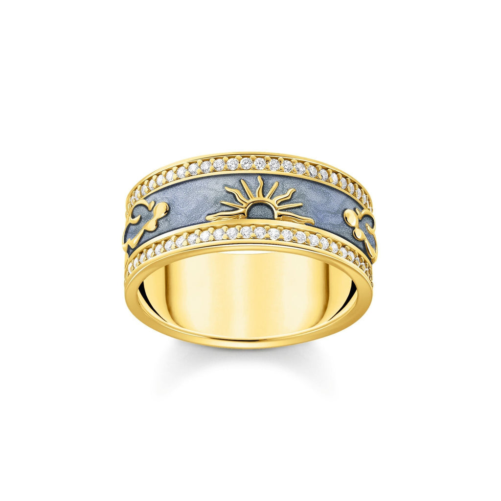 THOMAS SABO Band Ring with Blue Cold Enamel and Cosmic Symbols Ring THOMAS SABO   