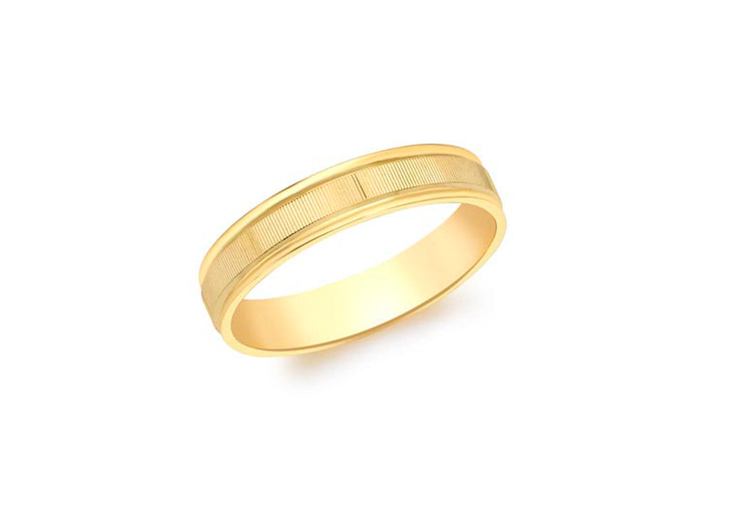9K Yellow Gold Ribbed Centre Band Ring Rings 9K Gold Jewellery   