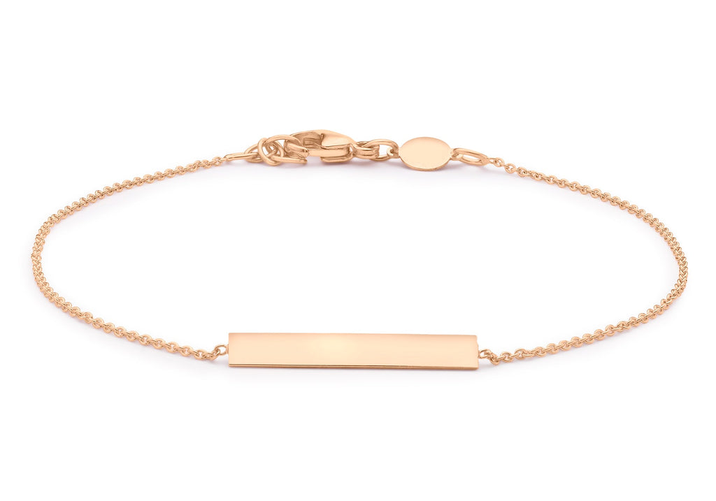 9K Rose Gold 3mm x 20mm Horizontal-Bar Adjustable Bracelet 18cm-19cm Bracelet 9K Gold Jewellery   