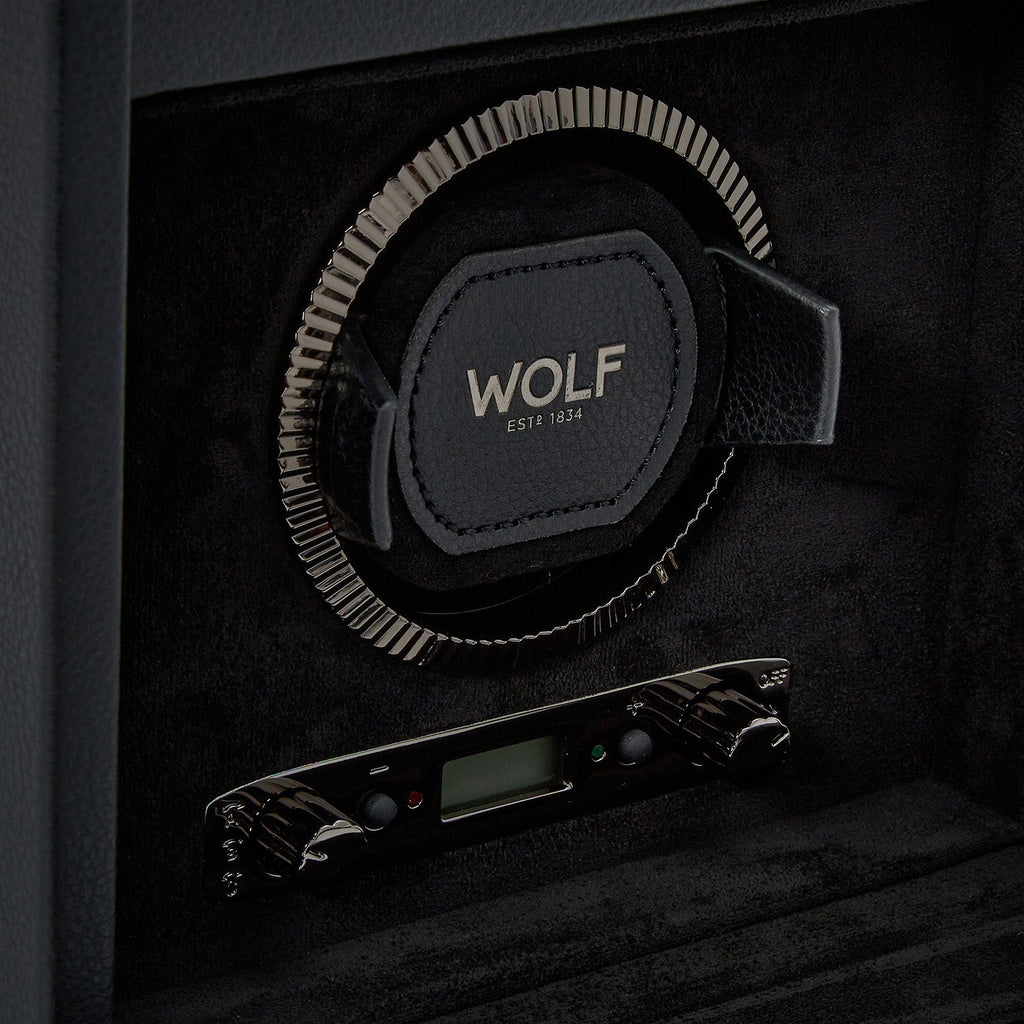 Wolf British Racing Single Watch Winder with Storage Black Watch Winder Wolf   