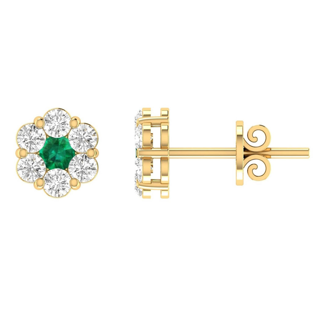 Emerald Diamond Stud Earrings with 0.24ct Diamonds in 9K Yellow Gold - 9YRE33GHE Earrings Boutique Diamond Jewellery   