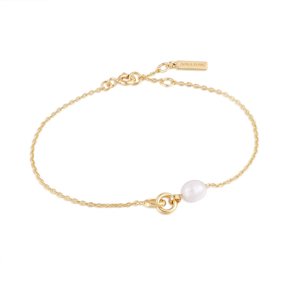 Ania Haie Gold Pearl Link Chain Bracelet Bracelets Ania Haie   