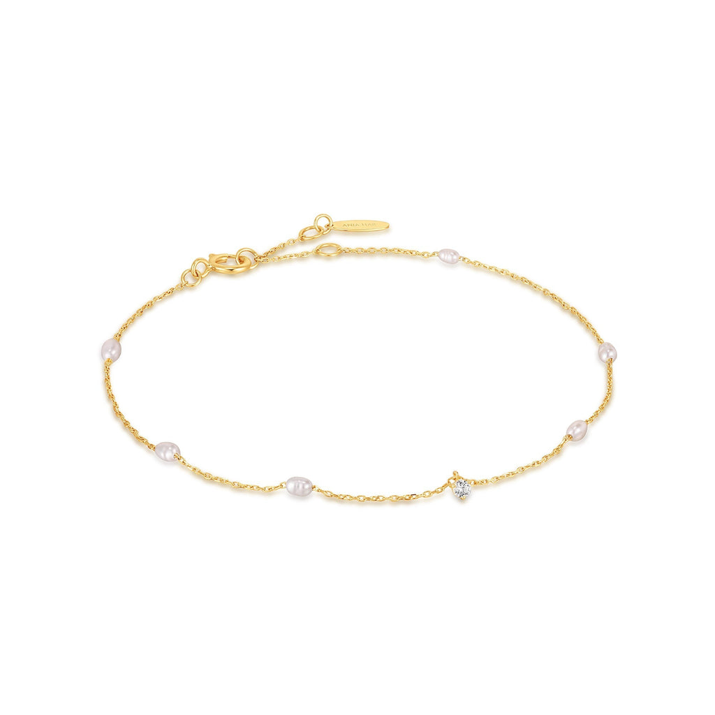 Ania Haie 14kt Gold Pearl and White Sapphire Bracelet Bracelets Ania Haie   