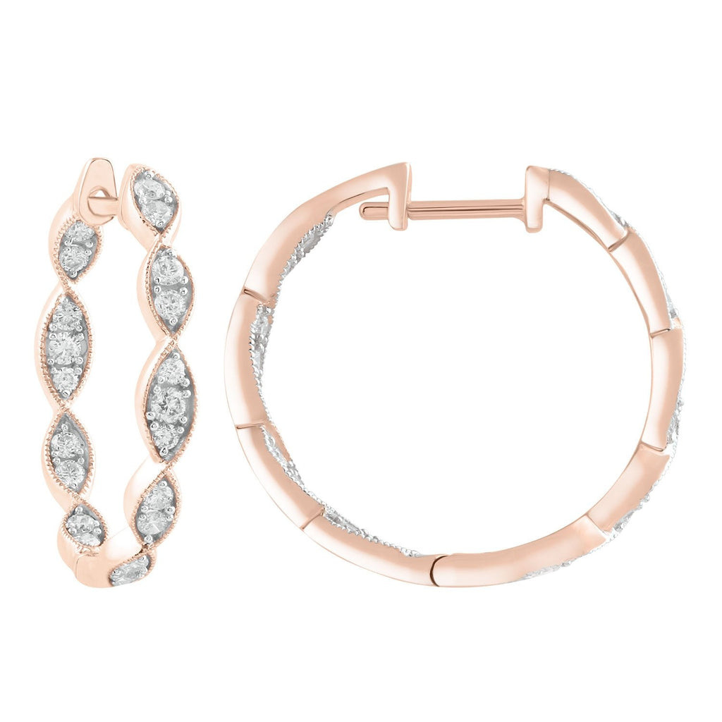 Inside Out Hoops with 0.50ct Diamonds in 9K Rose Gold Earrings Boutique Diamond Jewellery   