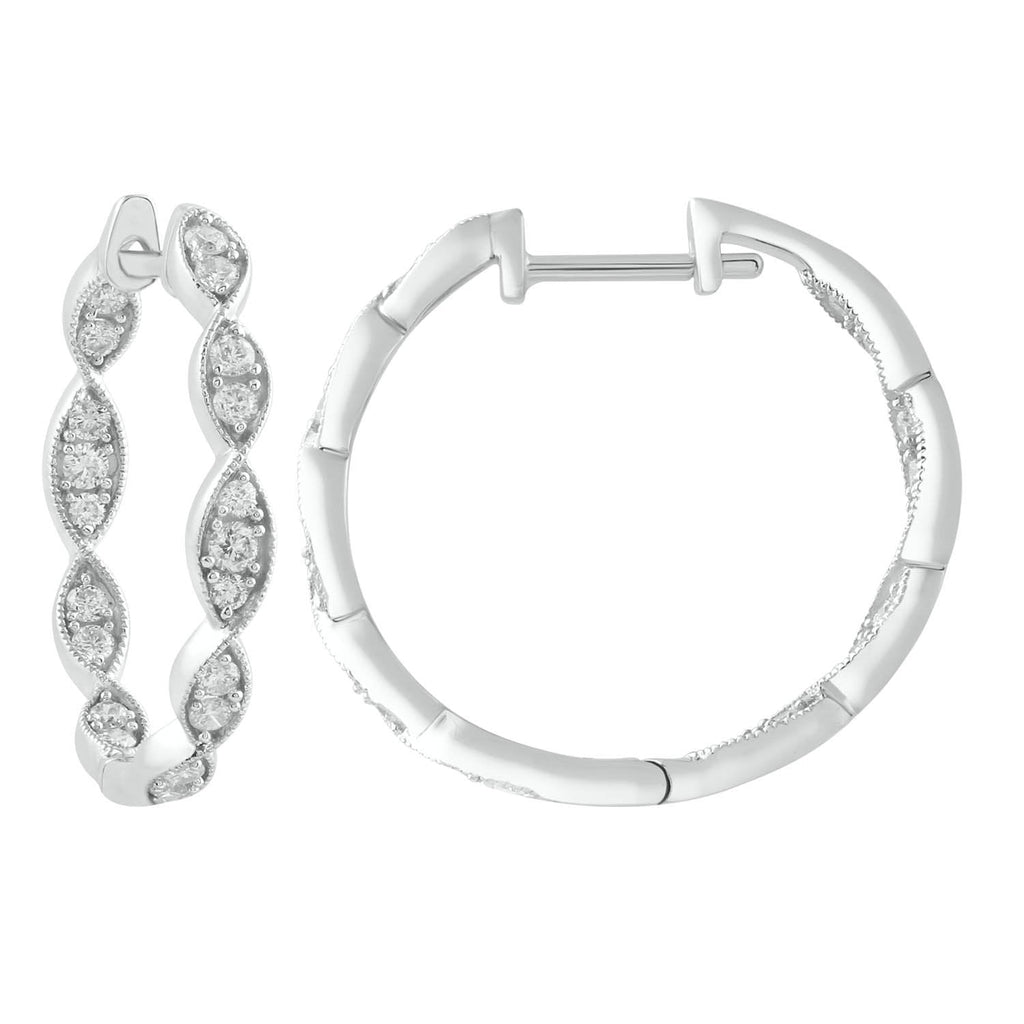 Inside Out Hoops with 0.50ct Diamonds in 9K White Gold Earrings Boutique Diamond Jewellery   