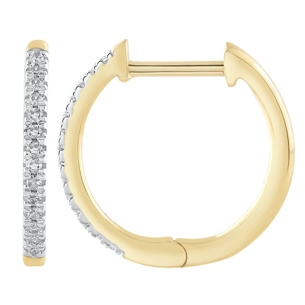Huggie Earrings with 0.08ct Diamonds in 9K Yellow Gold Earrings Boutique Diamond Jewellery   