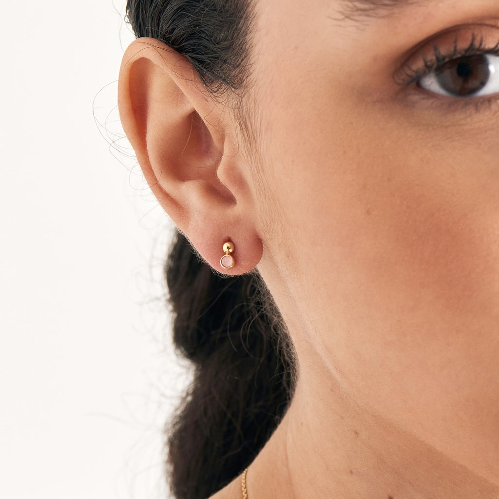 Ania Haie Gold Orb Rose Quartz Stud Earrings Earrings Ania Haie   