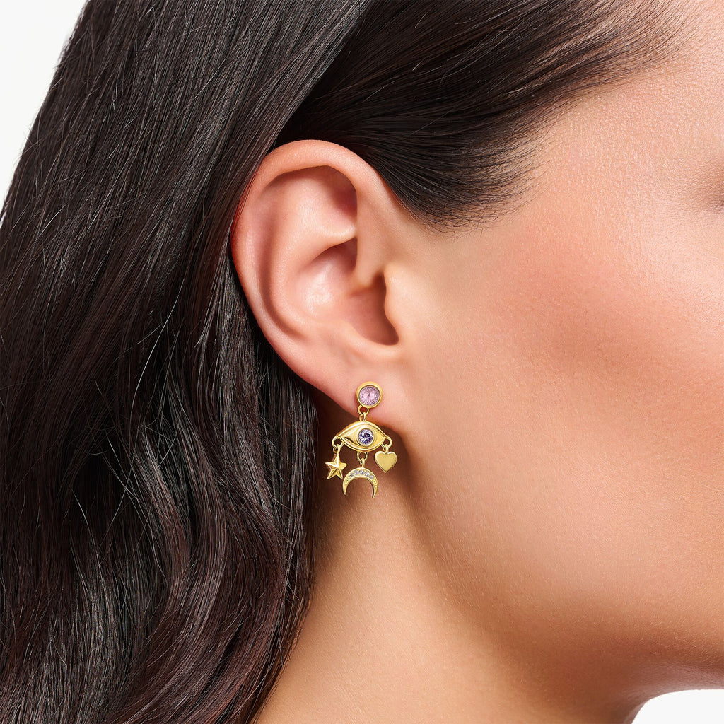 THOMAS SABO Gold Cosmic Earrings with Stylised Eye Earrings Thomas Sabo   