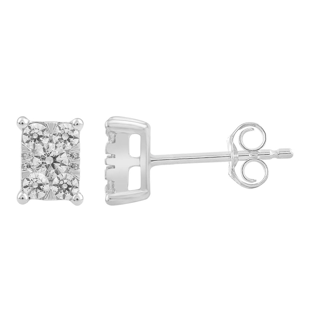 Stud Earrings with 0.50ct Diamonds in 9K White Gold Earrings Boutique Diamond Jewellery   