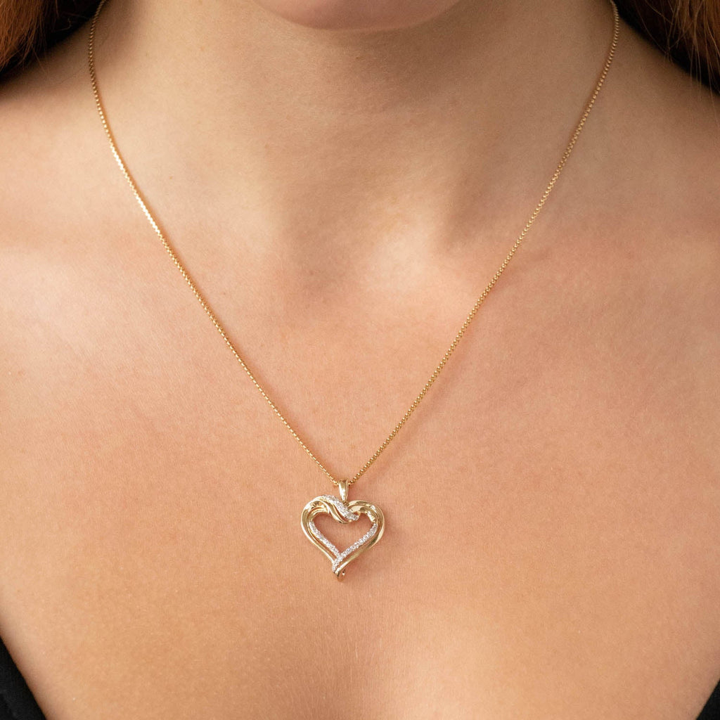 Heart Pendant with 0.15ct Diamond in 9K Yellow Gold Pendant Boutique Diamond Jewellery   