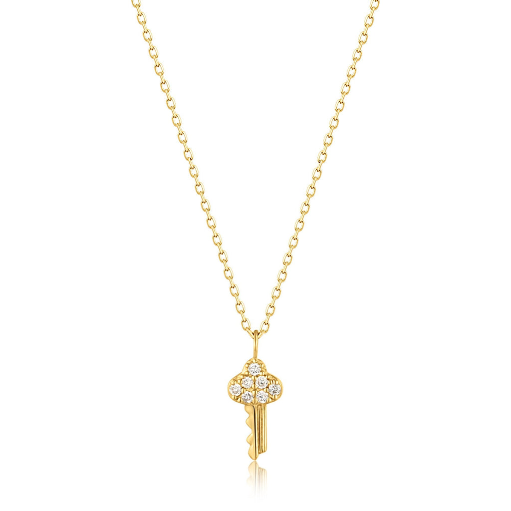 Ania Haie 14kt Gold Natural Diamond Key Necklace Necklace Ania Haie   
