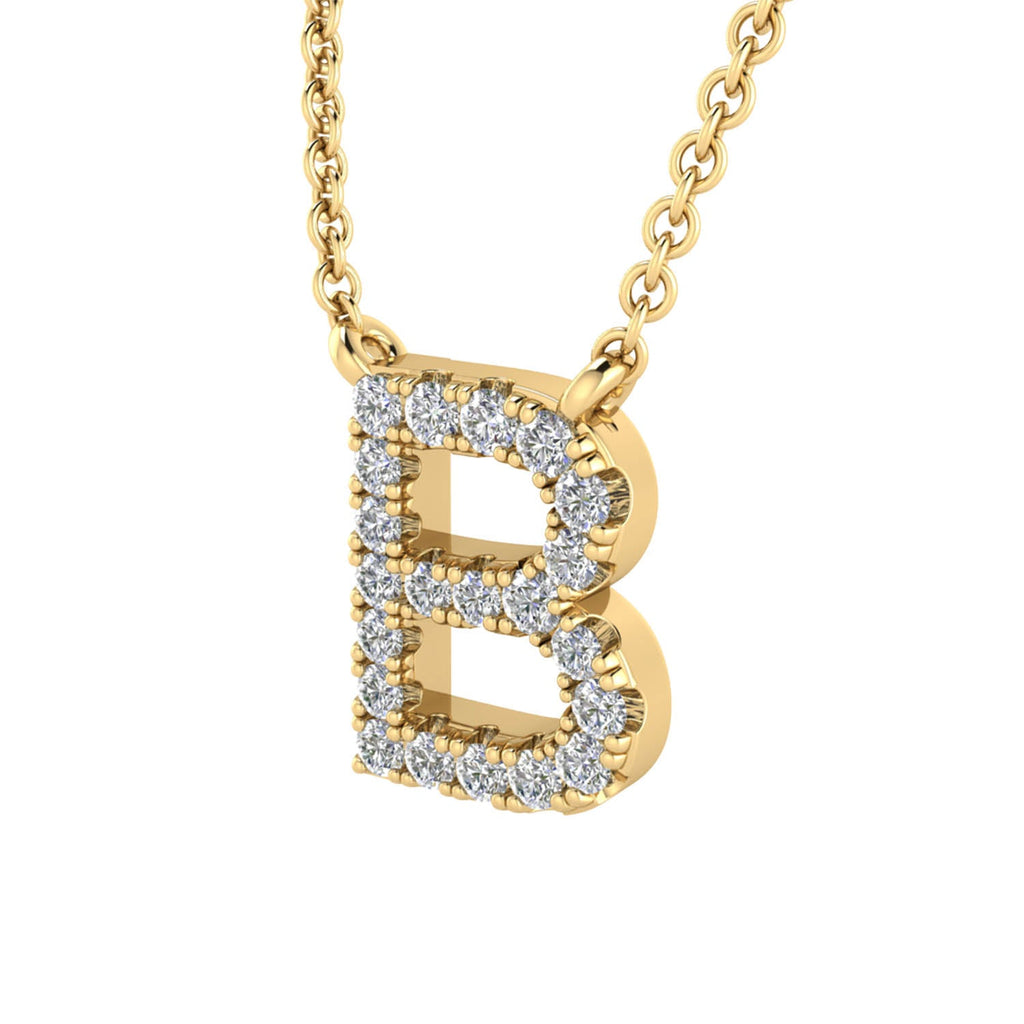 Initial 'B' Necklace with 0.09ct Diamonds in 9K Yellow Gold - PF-6264-Y Necklace Boutique Diamond Jewellery   