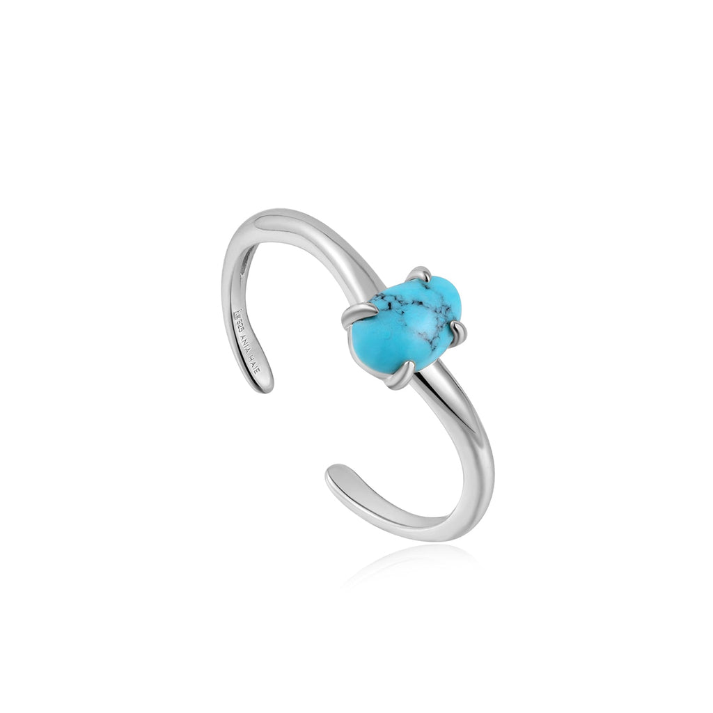 Ania Haie Silver Turquoise Wave Adjustable Ring Rings Ania Haie   