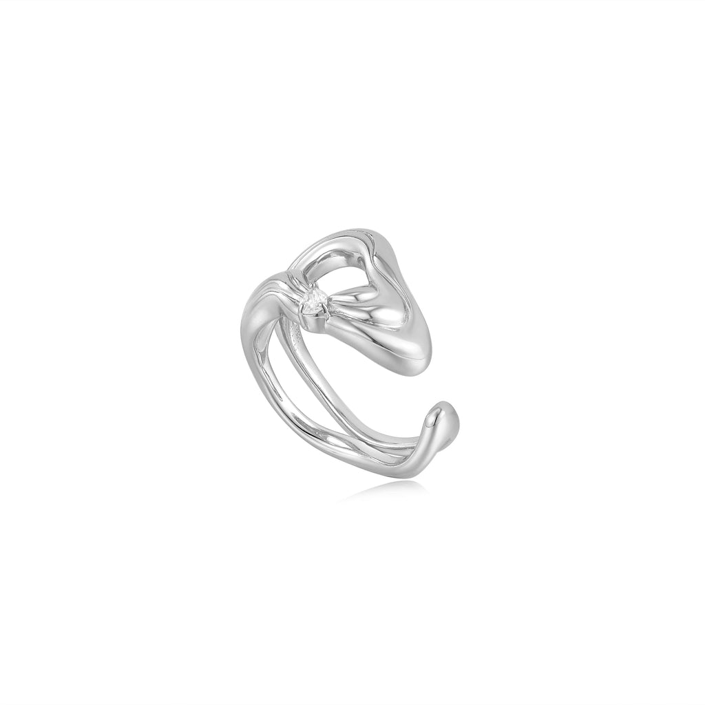 Ania Haie Silver Twisted Wave Wide Adjustable Ring Rings Ania Haie   