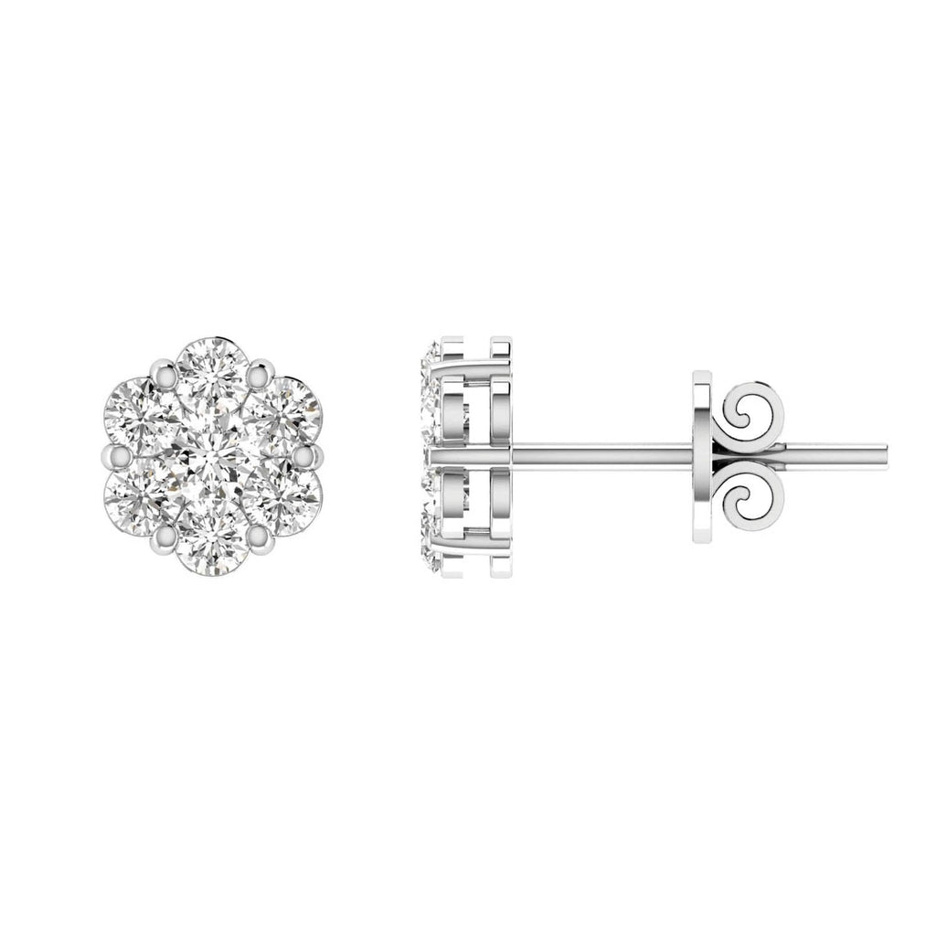 Cluster Stud Diamond Earrings with 0.25ct Diamonds in 9K White Gold Earrings Boutique Diamond Jewellery   