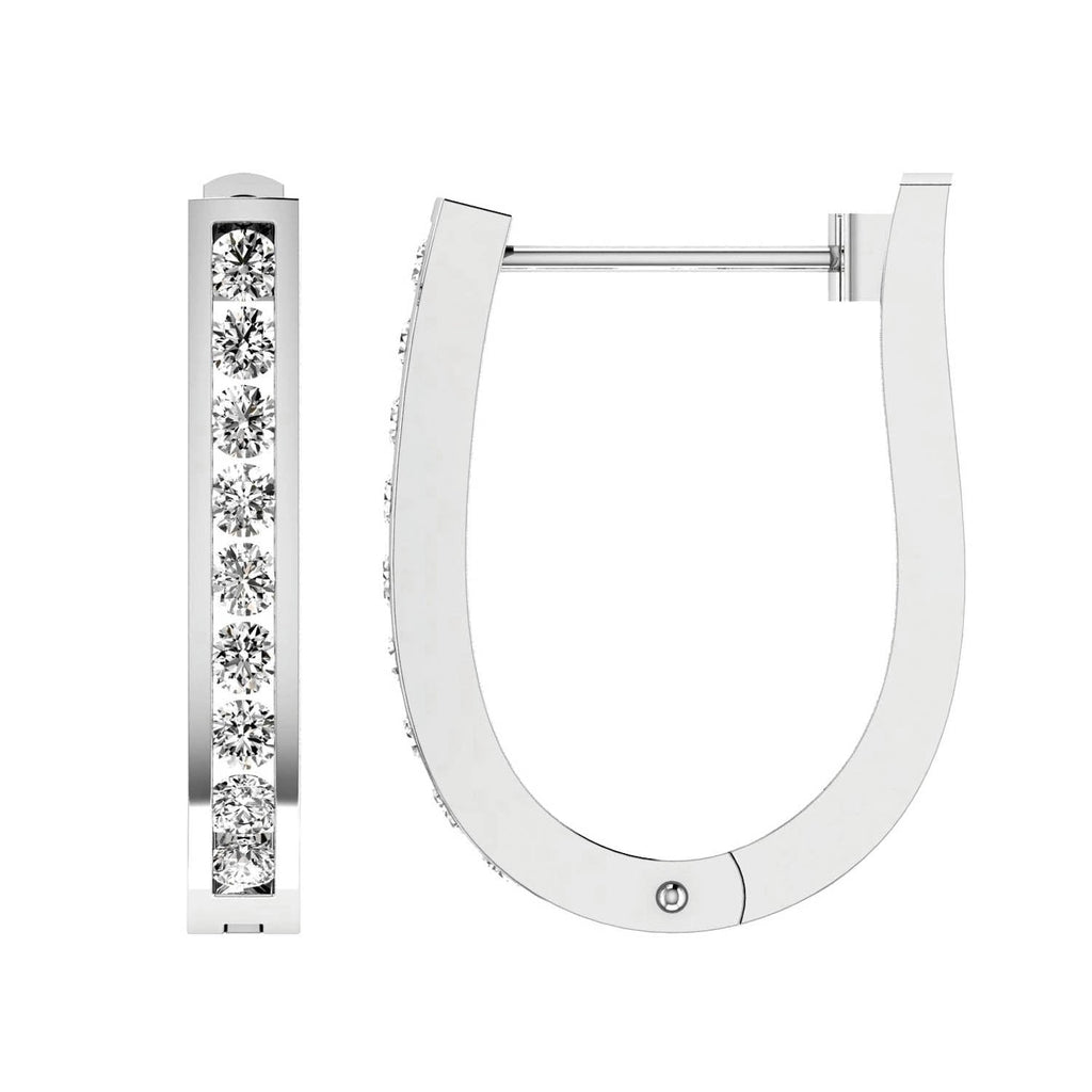 Diamond Huggie Earrings with 1.00ct Diamonds in 9K White Gold - RJO9WHUG100GH Earrings Boutique Diamond Jewellery   