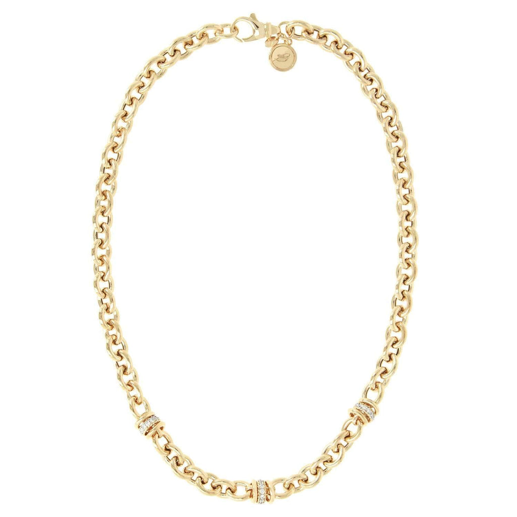 Bronzallure Golden Chain Link Necklace with Cubic Zirconia Necklace Bronzallure   