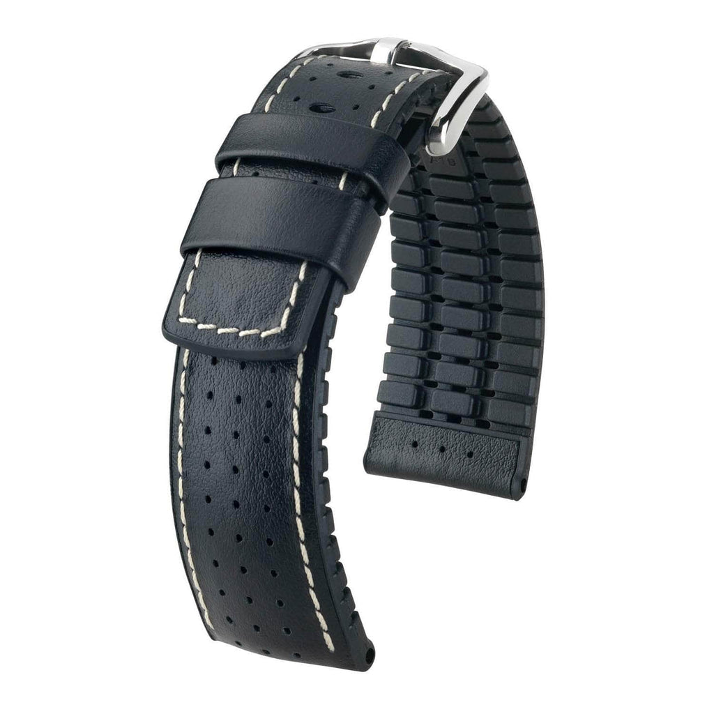 Hirsch Tiger Black Perforated Leather Watch Band Watch Band Hirsch   