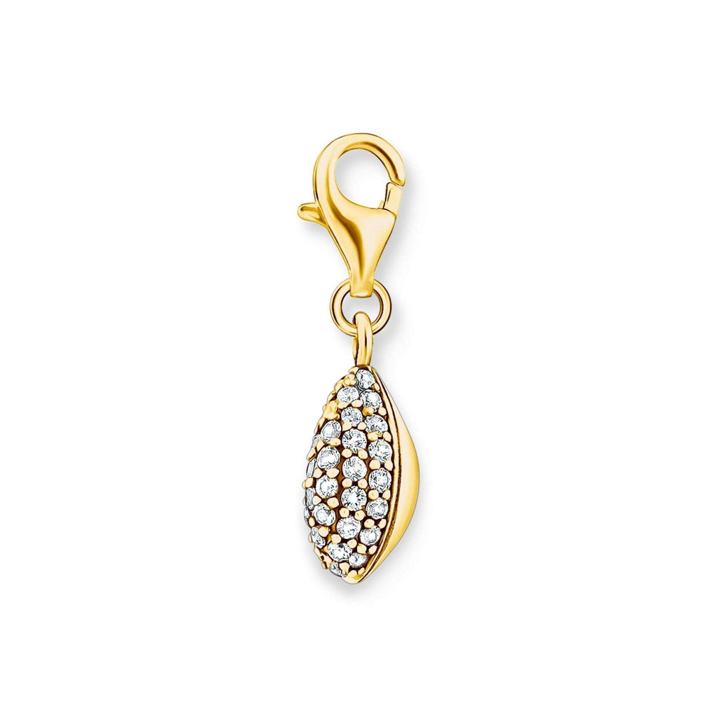 Thomas Sabo Charm pendant shell with white stones gold Charms & Pendants Thomas Sabo   