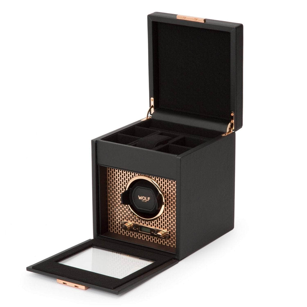 Wolf Axis Single Winder with Storage Copper Plated Watch Winder Wolf   